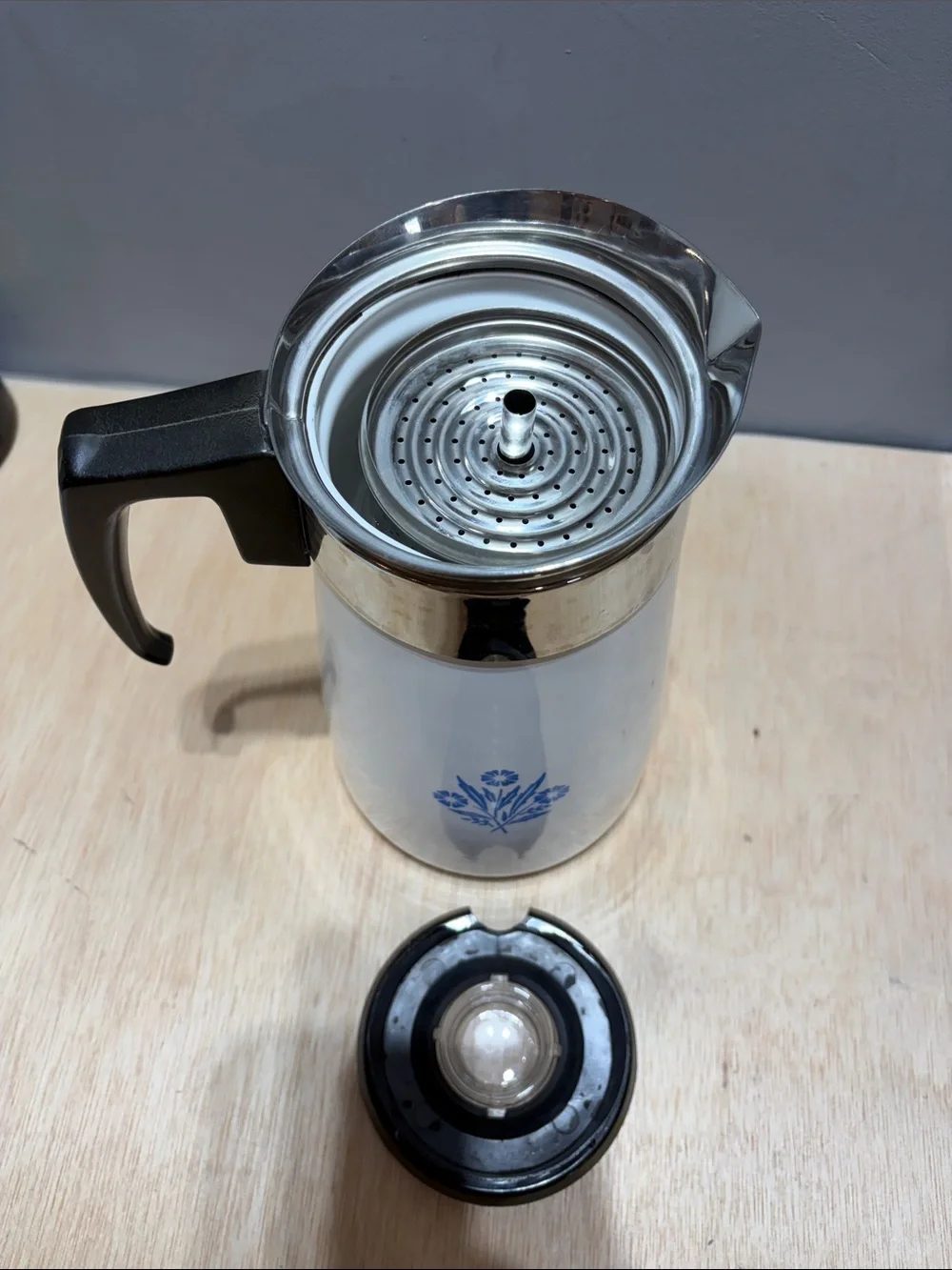 Vintage Corningware 9 Cup Percolater Blue Cornflower Pattern